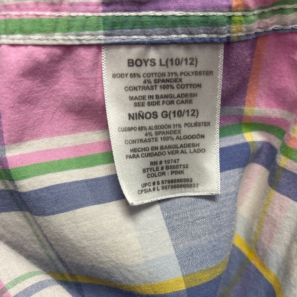 Wrangler Boy’s Sz 10/12 Blue and Pink Plaid Short Sleeve Shirt, EUC - Picture 8 of 9